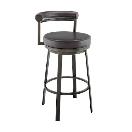 Armen Living Neura Swivel Counter or Bar Stool in Mocha Finish with Brown Faux Leather 840254333505